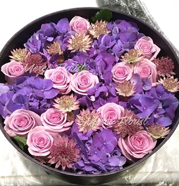 **BFRS PP12** Hydrangea and Rose Box Flower - Purple